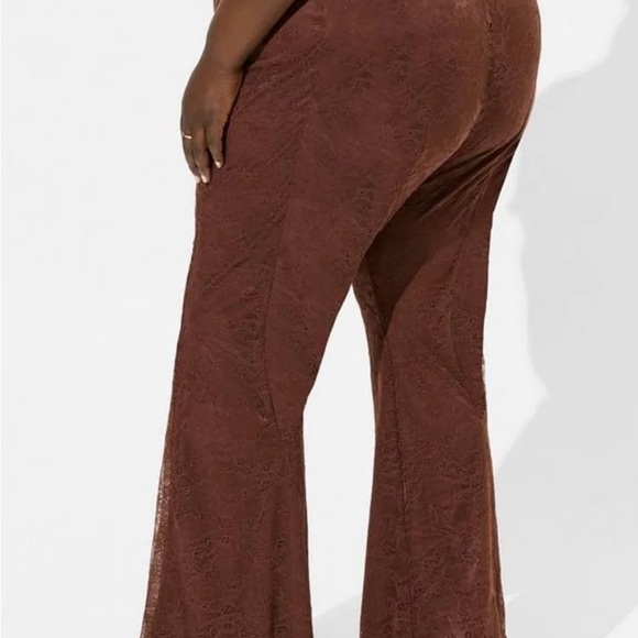 Torrid Pants Women Size 2 Brown Flared Festi Lined Lace Pull On Stretch - Picture 3 of 6